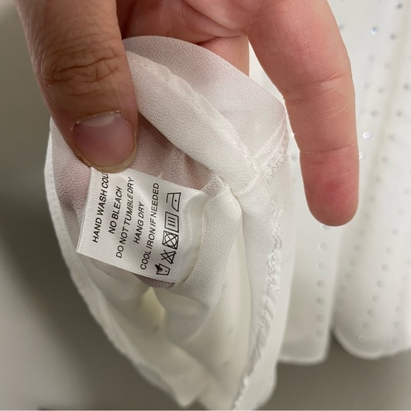 Revolve Superdown Carina Sheer Rhinestone Dress in White bachelorette bridal med - Picture 7 of 9